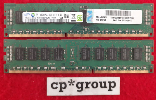 LOT OF 2 Hynix 4GB 2Rx8 PC3L-10600R DDR3-1333 ECC REG Server RAM M393B5273DH0-YH