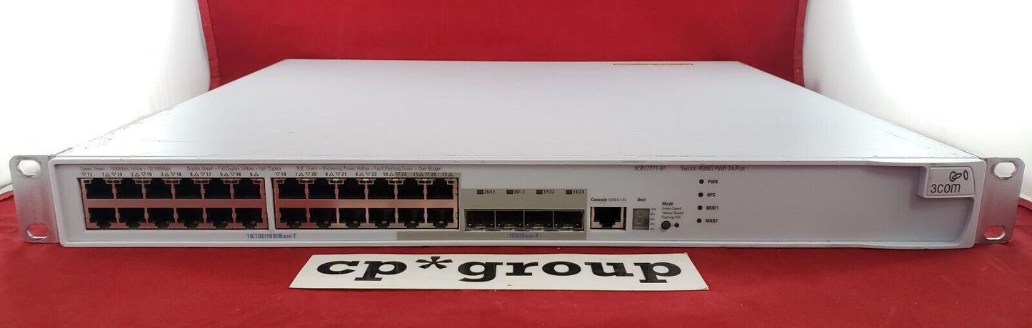 3COM 4500G PWR 24-Port PoE GbE 4-Port DP SFP Network Switch 3CR17771-91