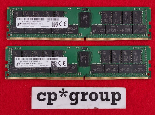 LOT OF 2 Micron 32GB 2Rx4 PC4-2400T Reg ECC Server RAM MTA36ASF4G72PZ-2G3D1