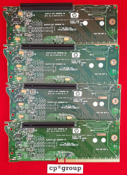 LOT OF 4 HP 2x PCI-Ex4 1x PCI-Ex8 3-Slot PCI-E Riser Card 496057-001