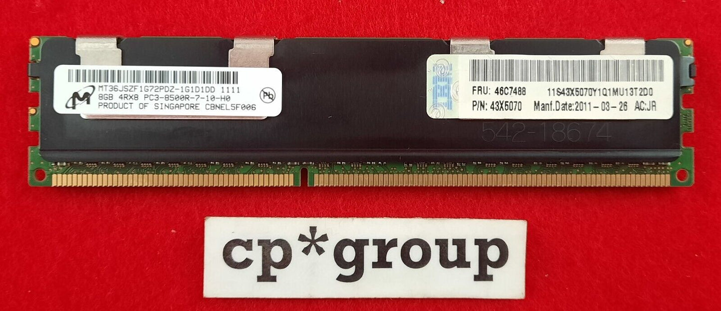 LOT OF 2 IBM Hynix 8GB 4Rx8 PC3-8500R ECC REG Server Memory 46C7488