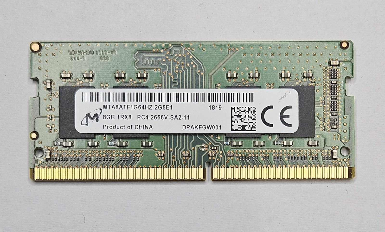 LOT OF 2 Micron 8GB PC4-21300 DDR4-2666MHz SoDimm Laptop RAM MTA8ATF1G64HZ-2G6E11