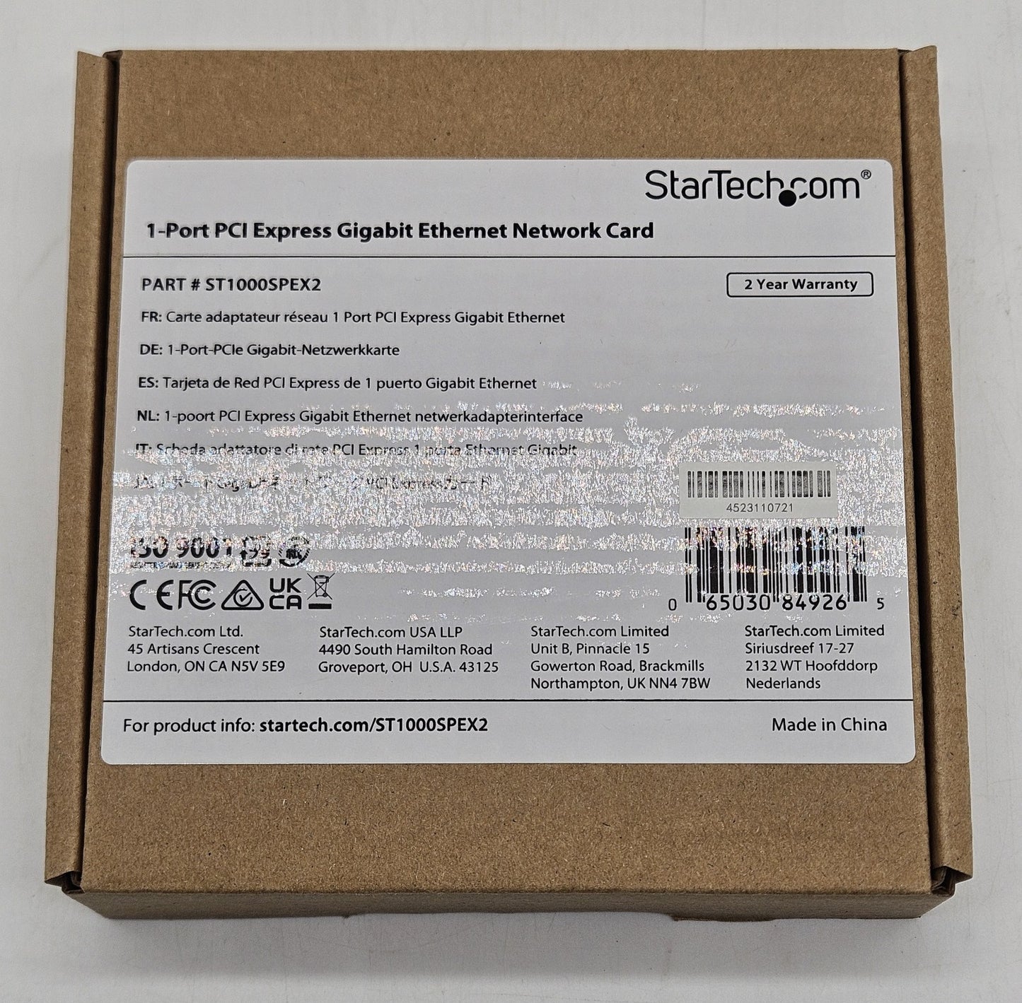 StarTech 1-Port PCIe Gigabit NIC Adapter Network Card ST1000SPEX21