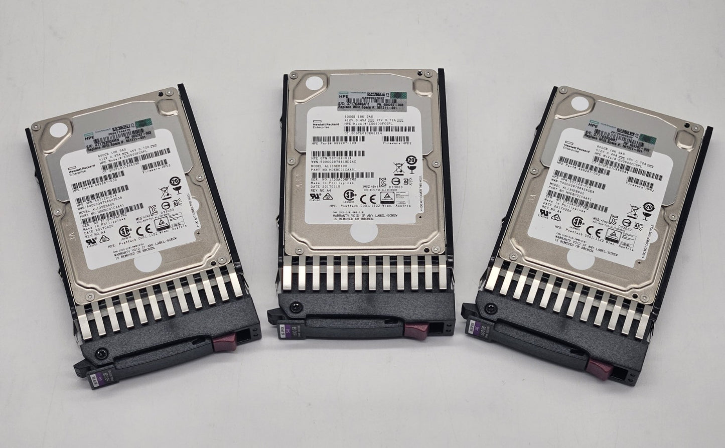 LOT OF 3 HP 600GB 10KRPM SAS 6Gbps Dual Port Hot Swap 2.5" Hard Drive 581311-0010