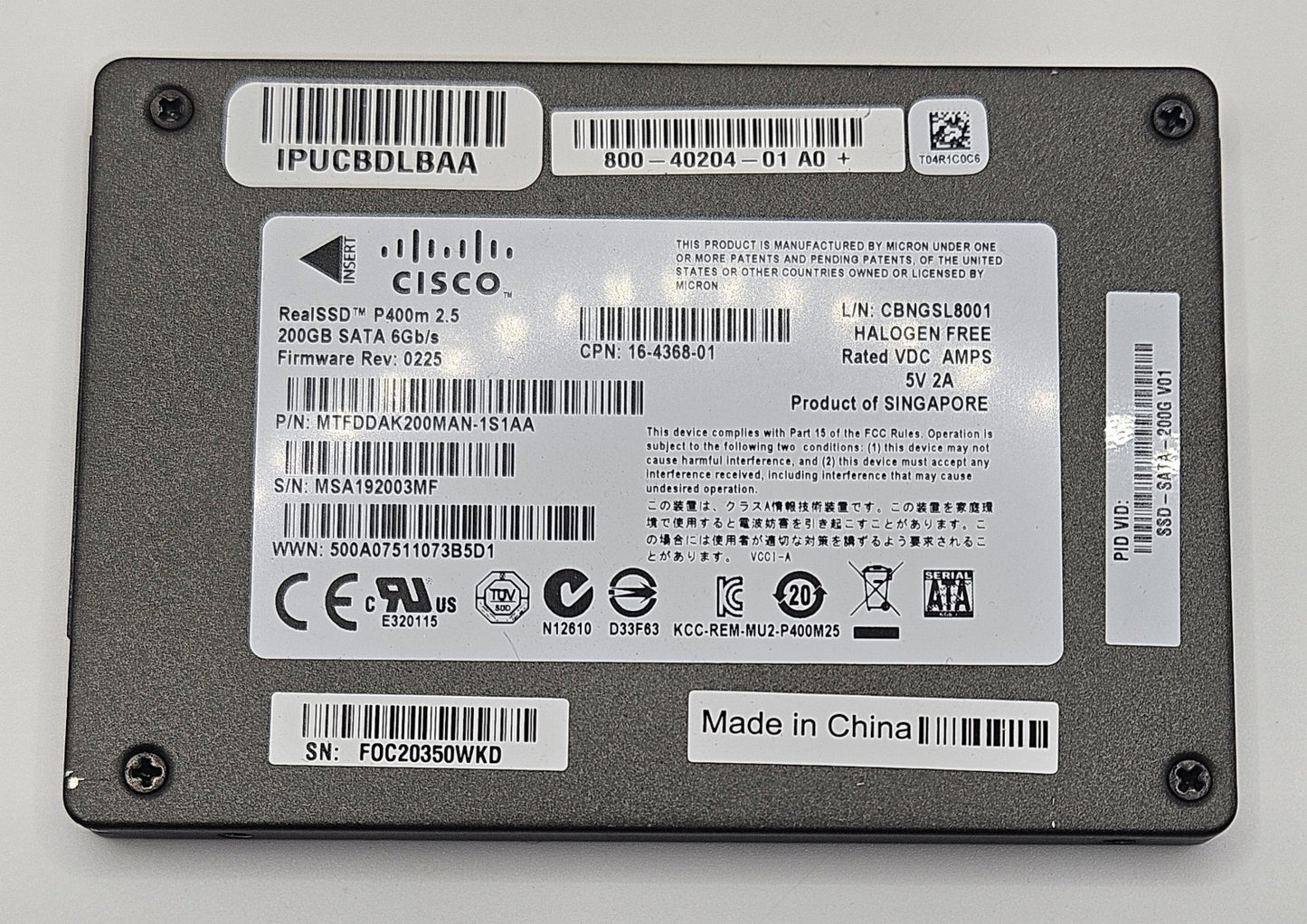 Micron RealSSD P400m 200GB MLC SATA 6Gbps 2.5" SSD MTFDDAK200MAN1