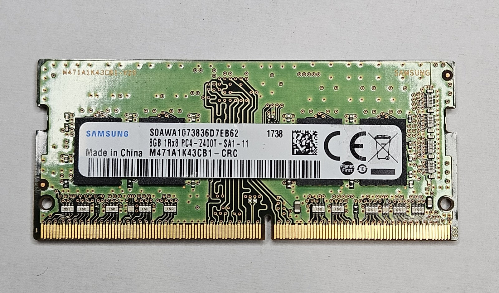 LOT OF 2 Samsung 8GB PC4-19200 DDR4-2400MHz SoDimm Laptop RAM M471A1K43CB1-CRC1