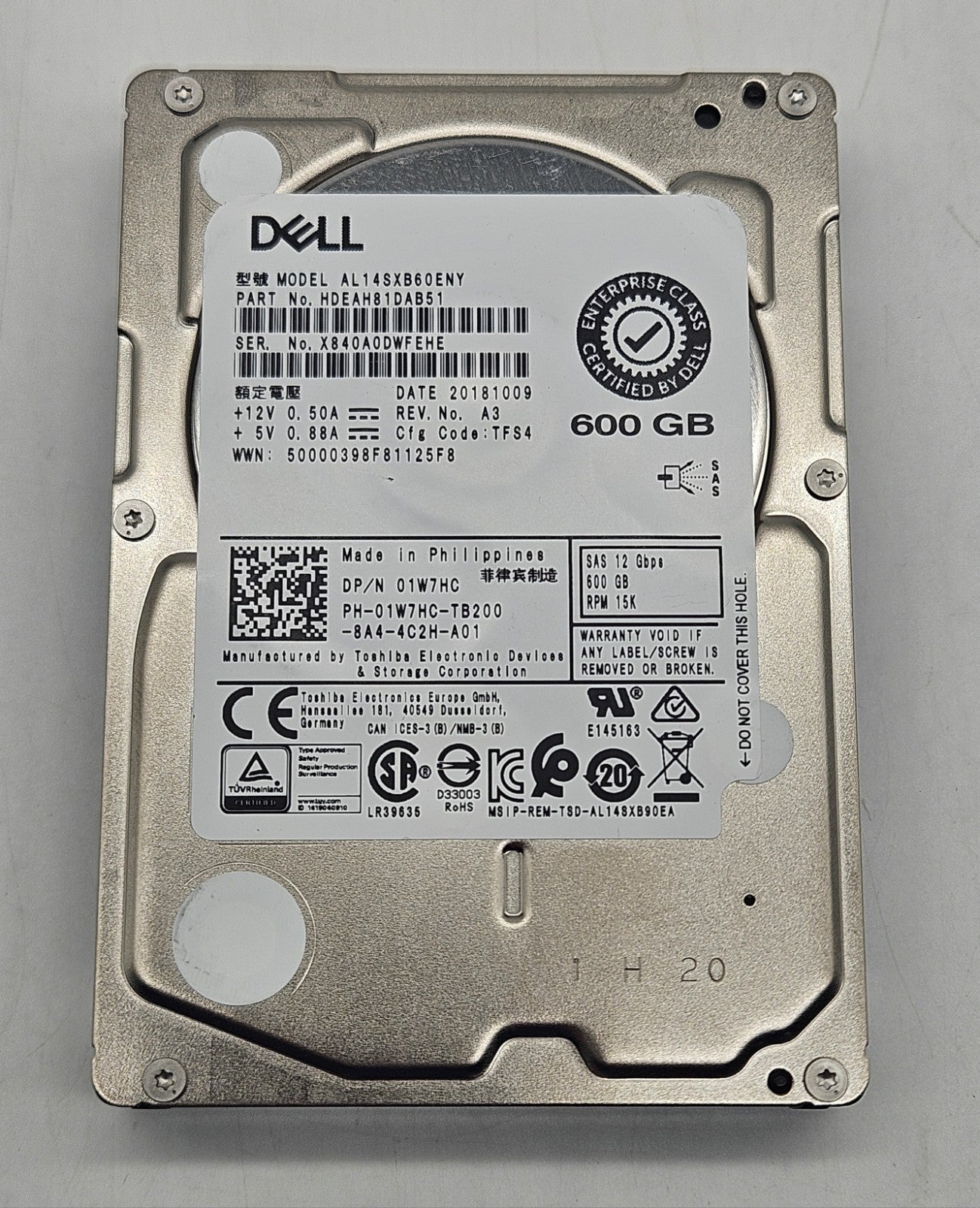 Toshiba 600GB 15k RPM SAS 12Gbps 128MB (512e / SIE) 2.5" Hard Drive AL14SXB60ENY1