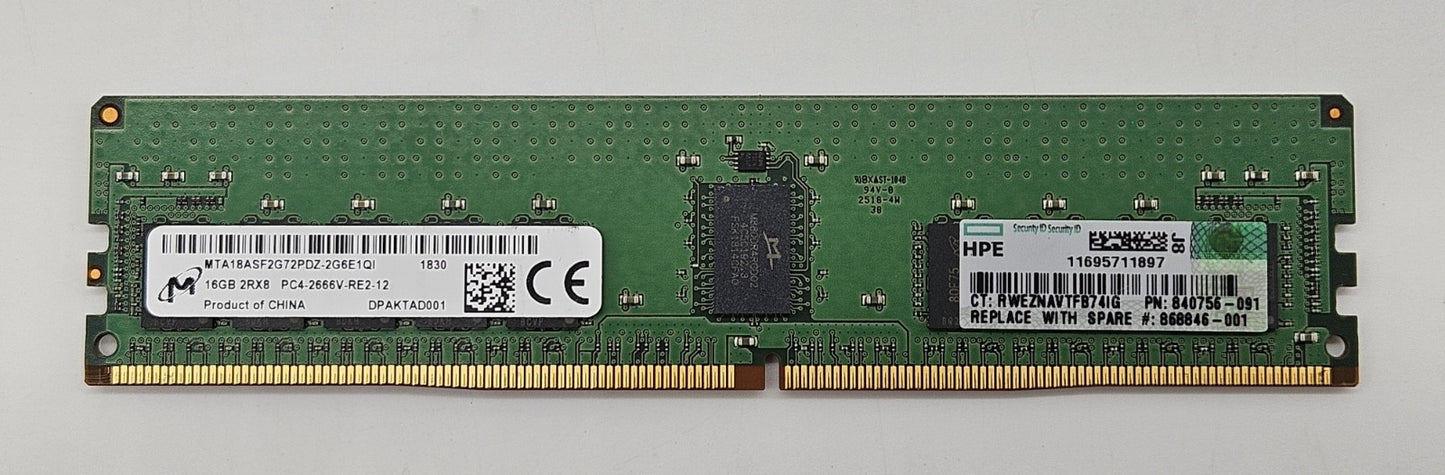 Micron 16GB PC4-21300 DDR4-2666MHz REG ECC Server Memory MTA18ASF2G72PDZ-2G6E10