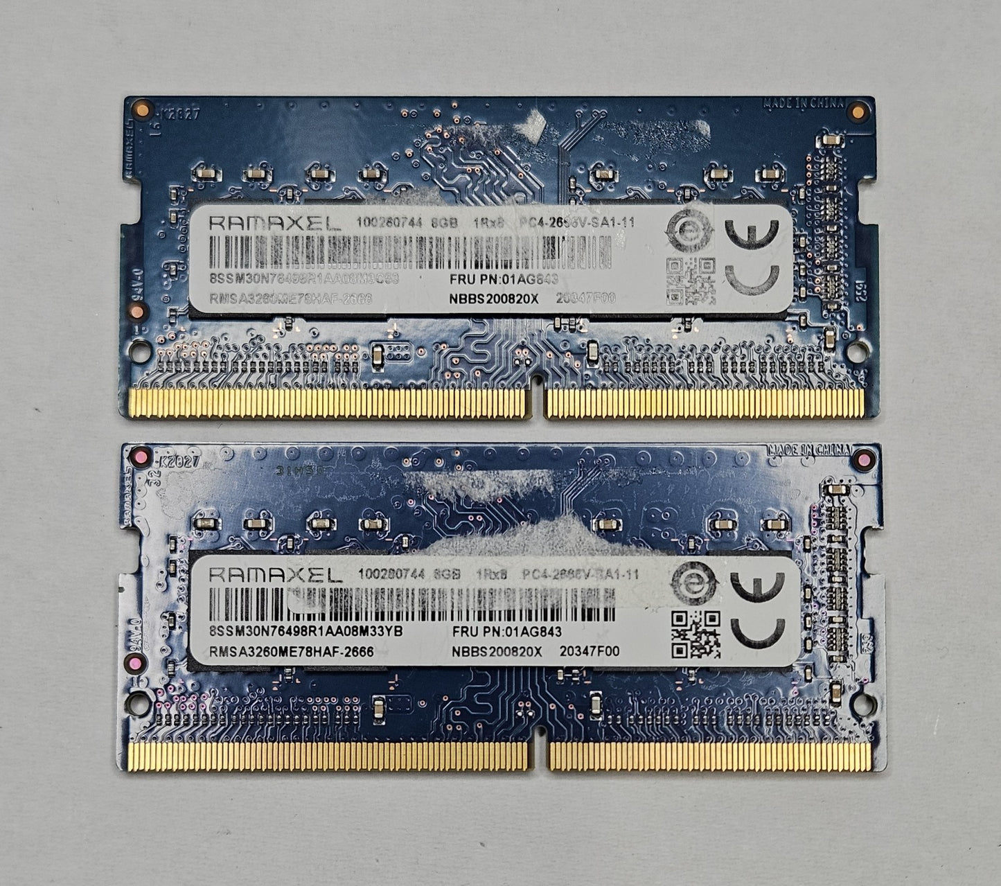 LOT OF 2 Ramaxel 8GB PC4-21300 DDR4-2666MHz Laptop RAM RMSA3260ME78HAF-26660