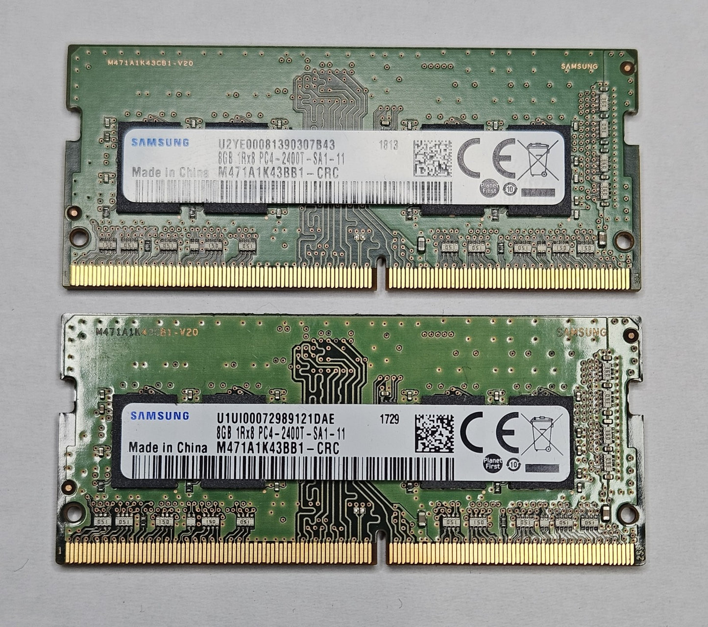 LOT OF 2 Samsung 8GB PC4-19200 DDR4-2400MHz SoDimm Laptop RAM M471A1K43BB1-CRC0