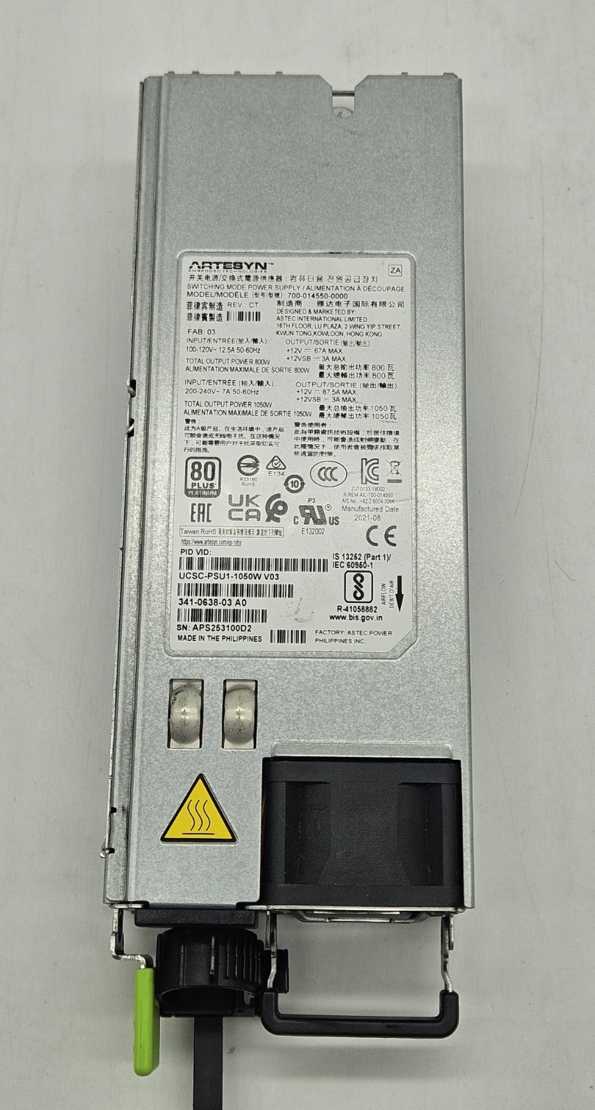 LOT OF 2 Cisco 1050W Power Supply for UCS C220 M5,C240 M5,C3260 UCSC-PSU1-1050W2