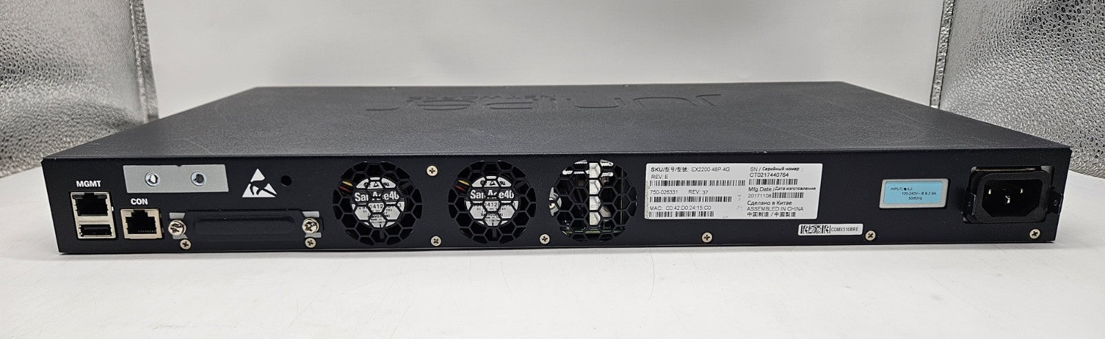 Juniper 48-Port GbE PoE+ & 4-Port SFP Network Switch EX2200-48P-4G3