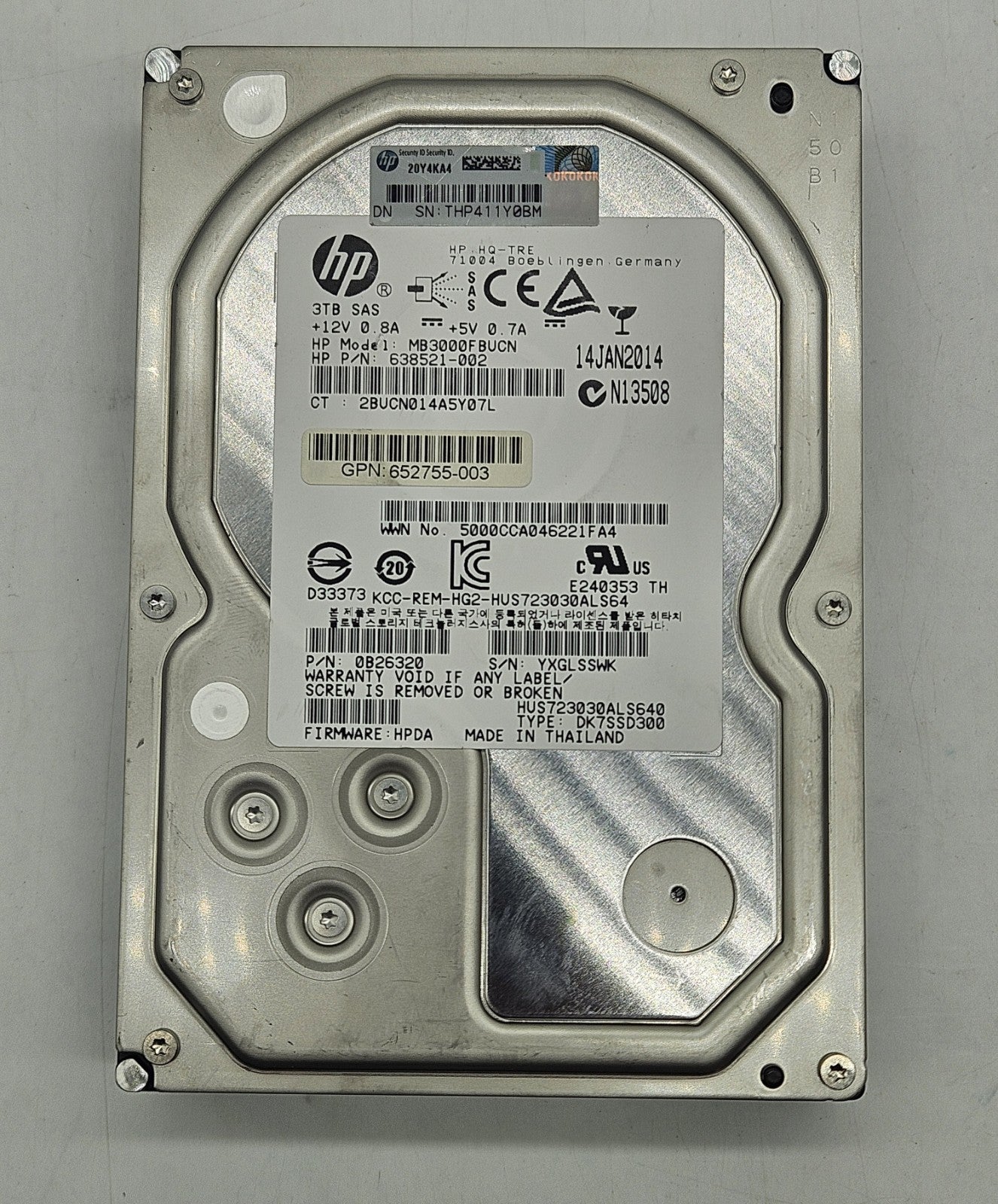 Hitachi Ultrastar 3TB 7200RPM SAS 6Gbps 64MB 3.5" Hard Drive HUS723030ALS6401