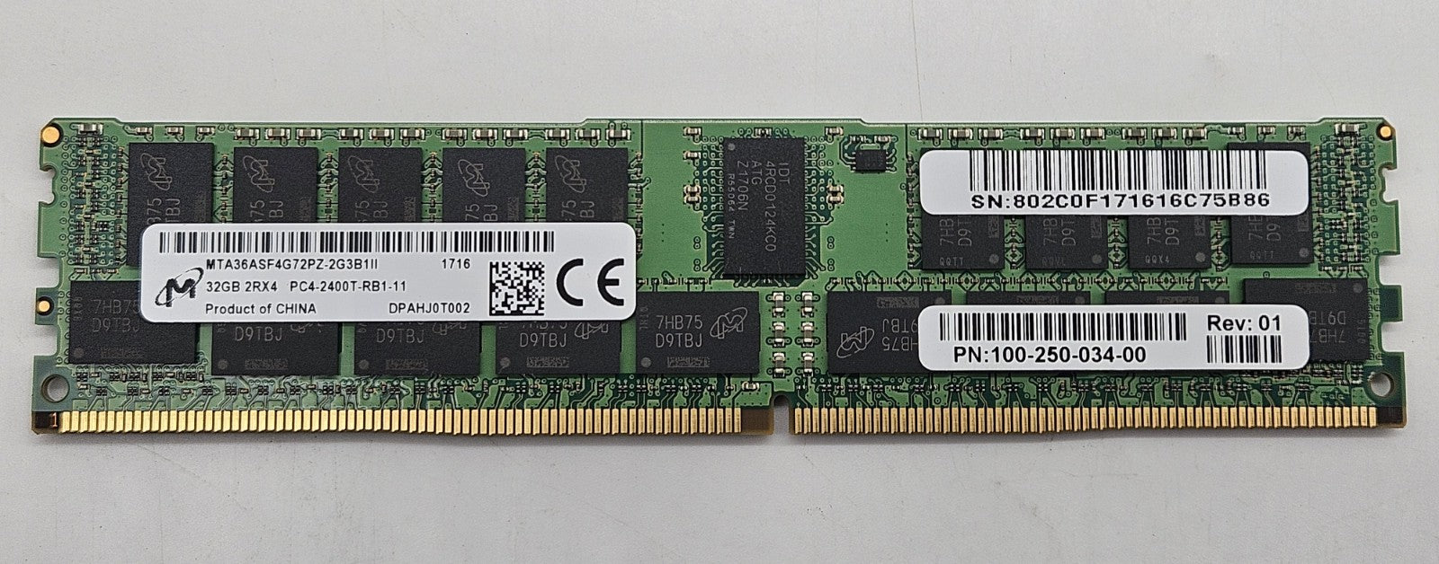 Micron 32GB PC4-19200 DDR4-2400MHz REG ECC Server RAM MTA36ASF4G72PZ-2G3B10