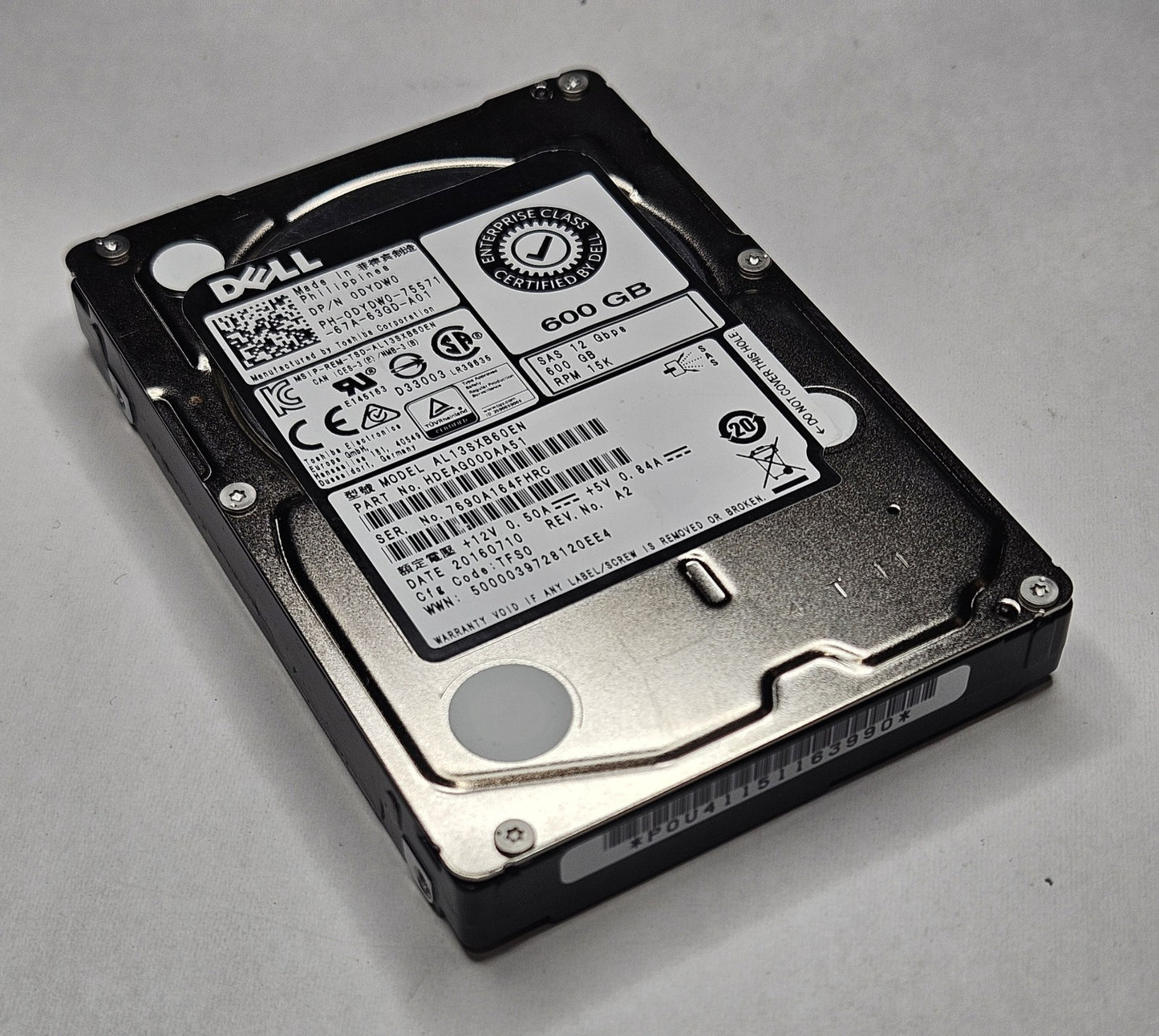 Toshiba 600GB 15000RPM SAS 12Gbps 128MB Cache (512n) 2.5" Hard Drive AL13SXB60EN0