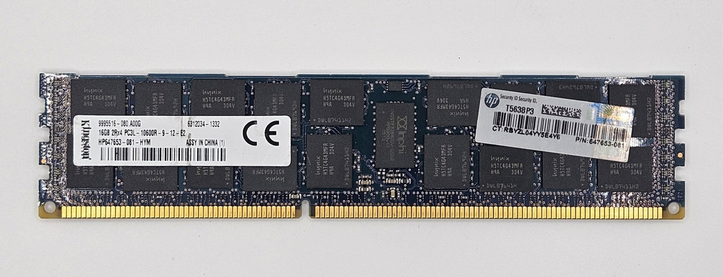 HP 16GB PC3-10600 DDR3-1333MHz ECC REG 240-Pin Server RAM 647653-0810