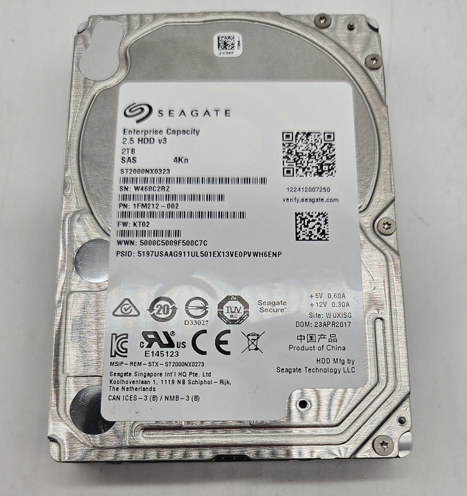 Seagate Enterprise 2TB 7.2K SAS 12Gbps SED/4Kn 2.5-inch Hard Drive ST2000NX03230