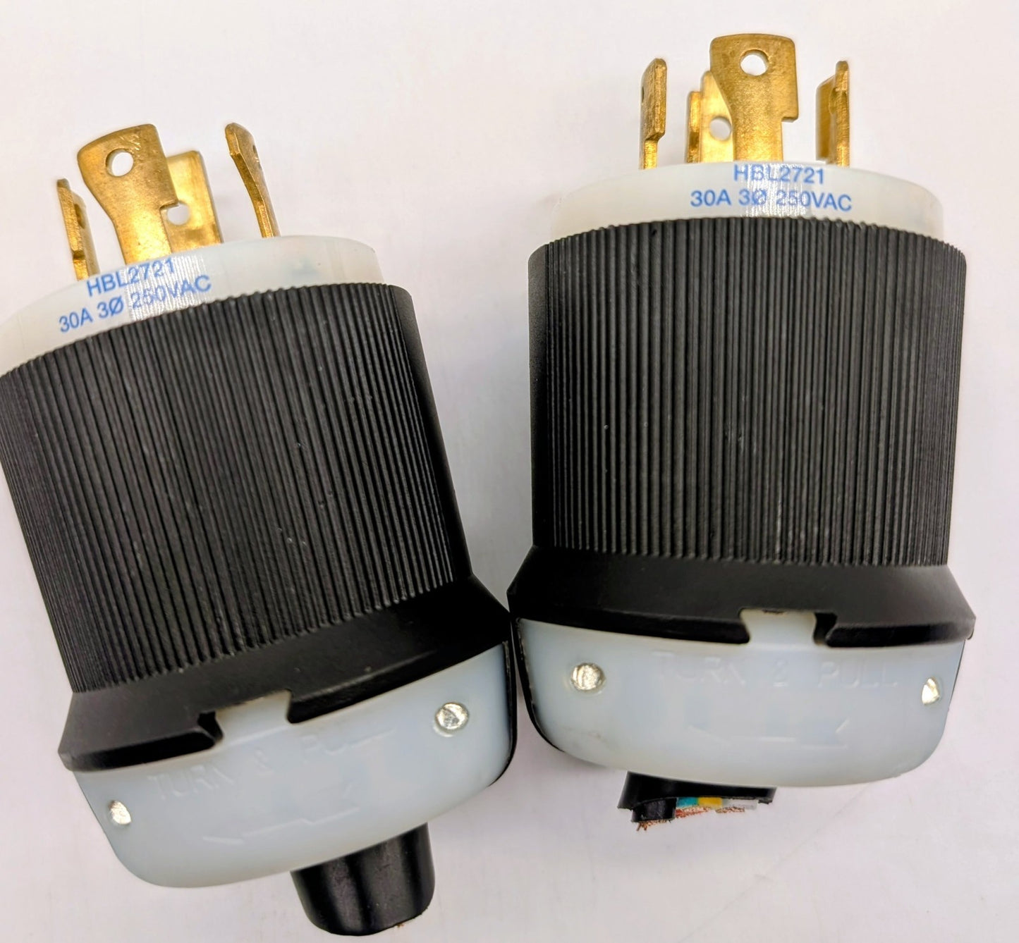Lot of 2 Hubbell HBL2721 30A 3Ph 250V AC Twist-Lock INSULGRIP Black Nylon Plug0
