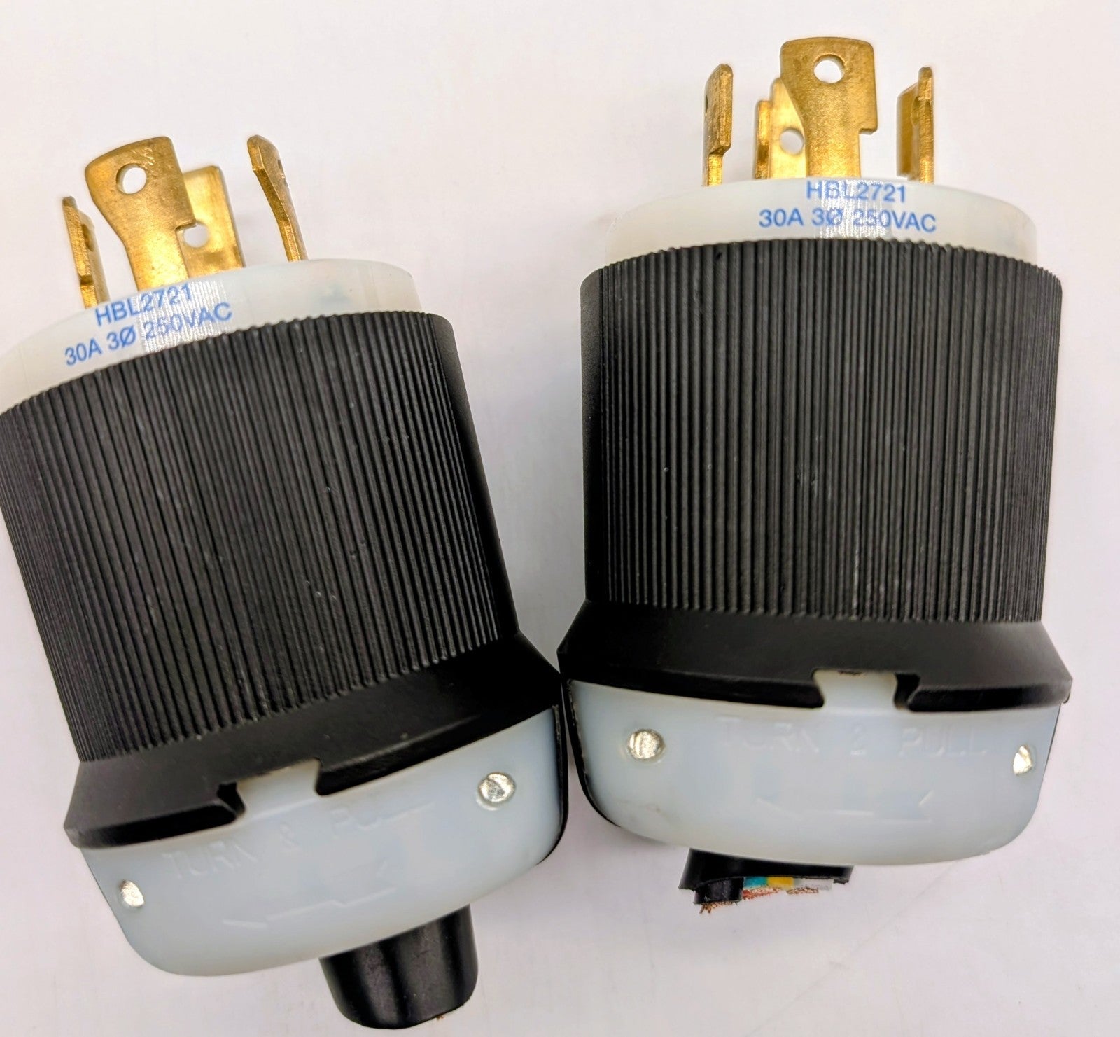 Lot of 2 Hubbell HBL2721 30A 3Ph 250V AC Twist-Lock INSULGRIP Black Nylon Plug0