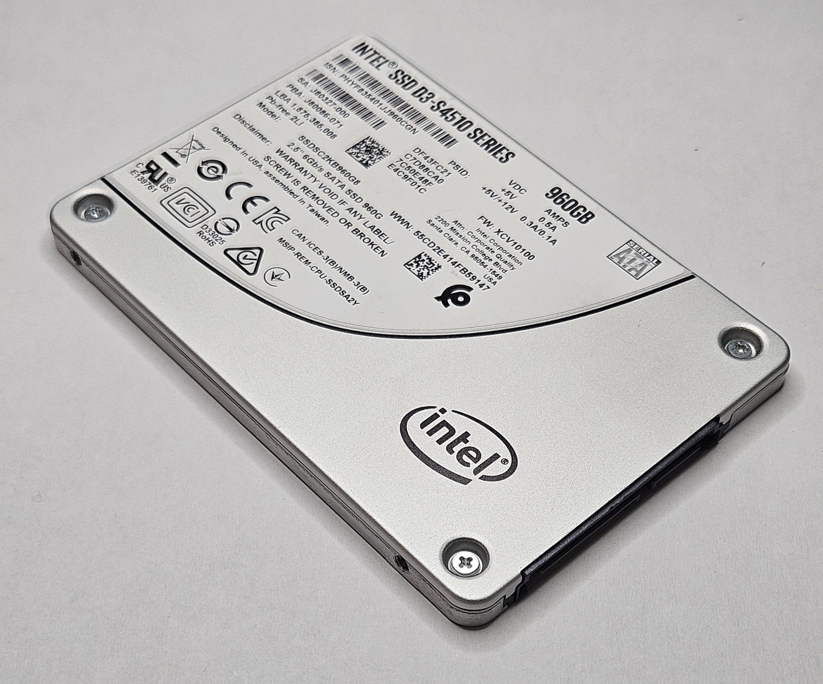 Intel D3-S4510 960GB TLC SATA 6Gbps (AES-256 / PLP) 2.5" SSD SSDSC2KB960G80