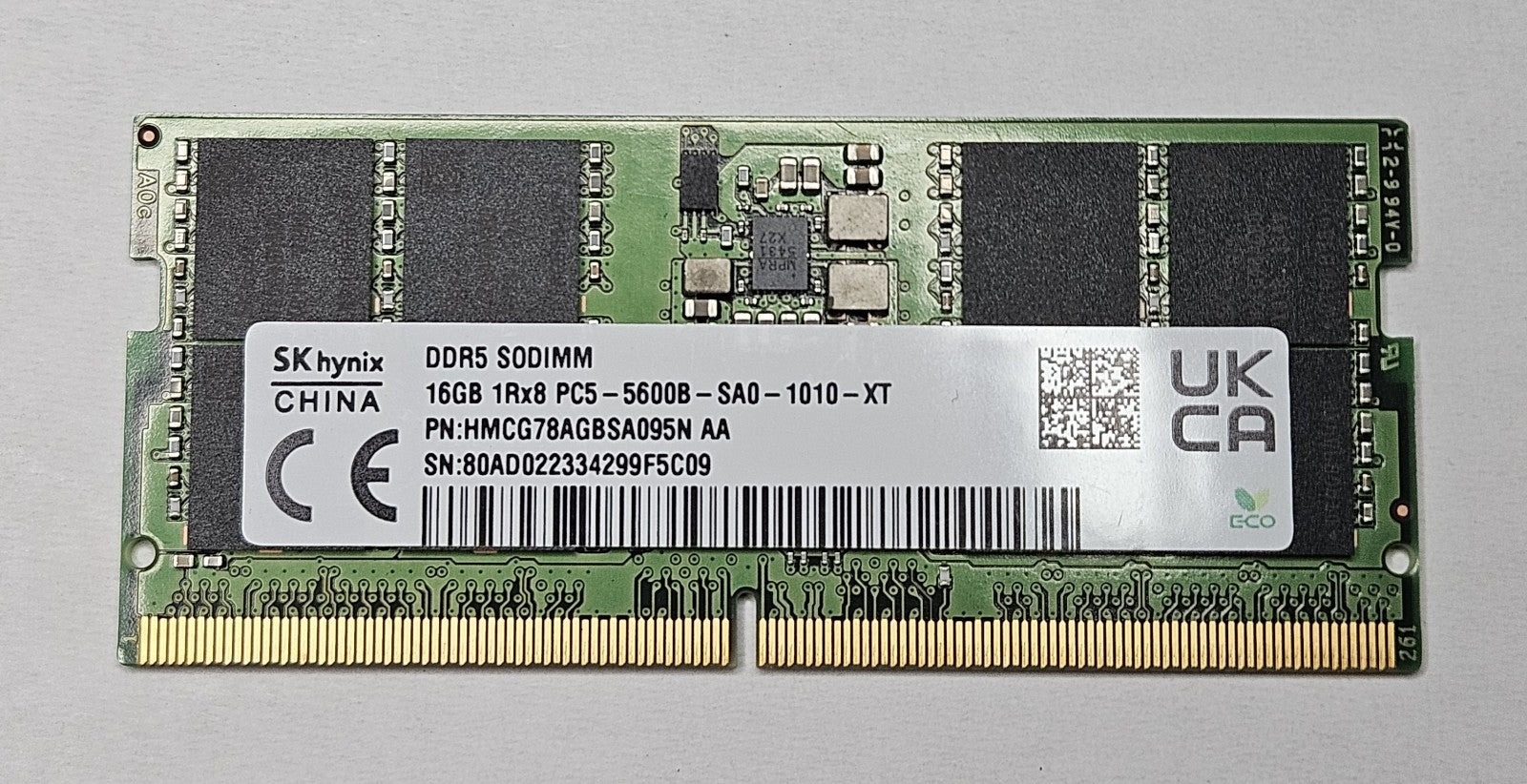 Hynix 16GB PC5-44800 DDR5-5600MHz 262-Pin SoDimm Laptop Memory HMCG78AGBSA095N0