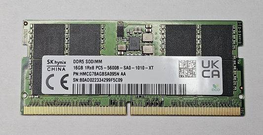 Hynix 16GB PC5-44800 DDR5-5600MHz 262-Pin SoDimm Laptop Memory HMCG78AGBSA095N0