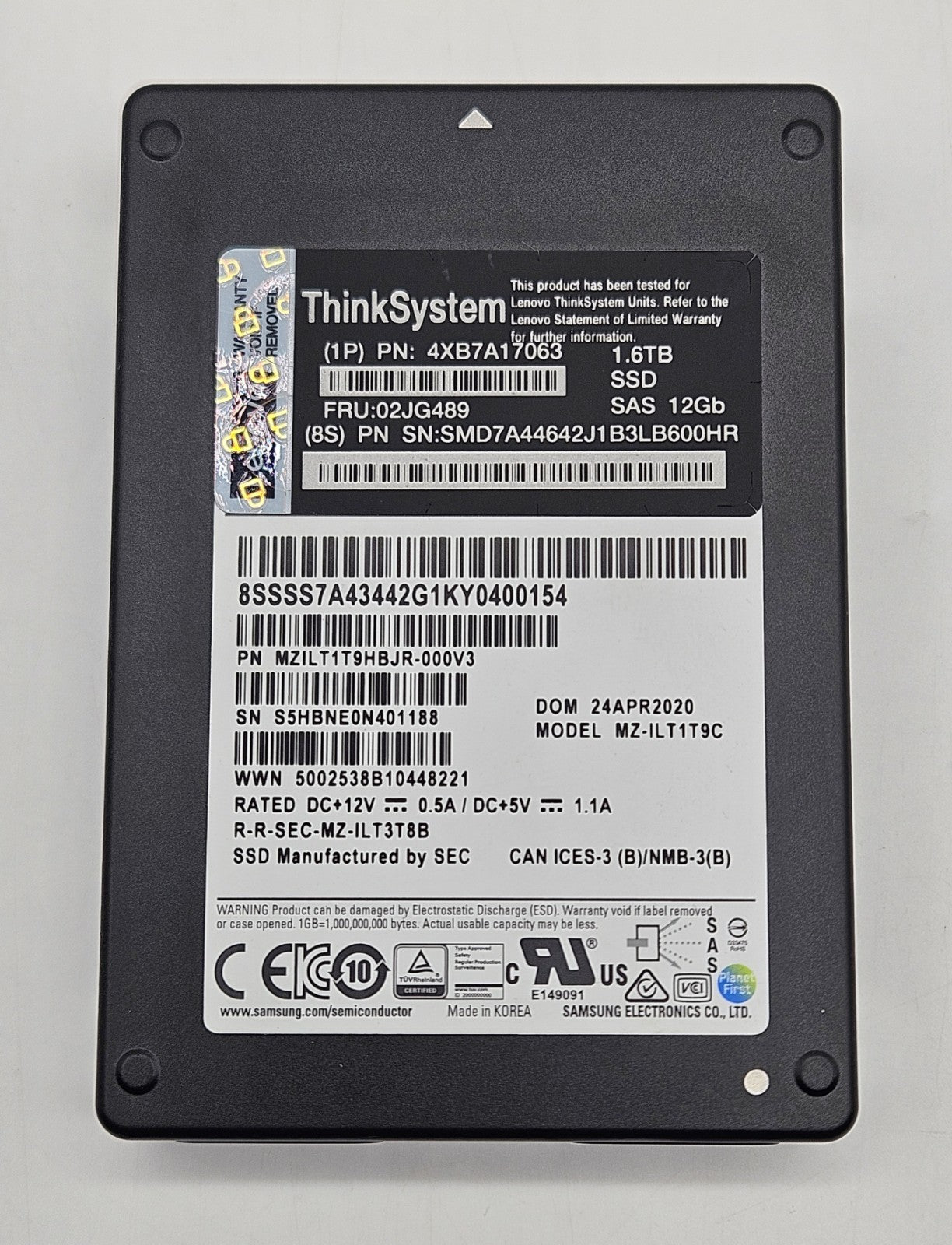 Samsung MZ-ILT1T9C PM1643a 1.92TB TLC SAS 12Gbps 2.5" SSD MZILT1T9HBJR1