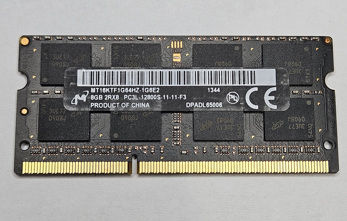 Micron 8GB PC3-12800 DDR3-1600MHz SoDimm Laptop Memory RAM MT16KTF1G64HZ-1G6E20