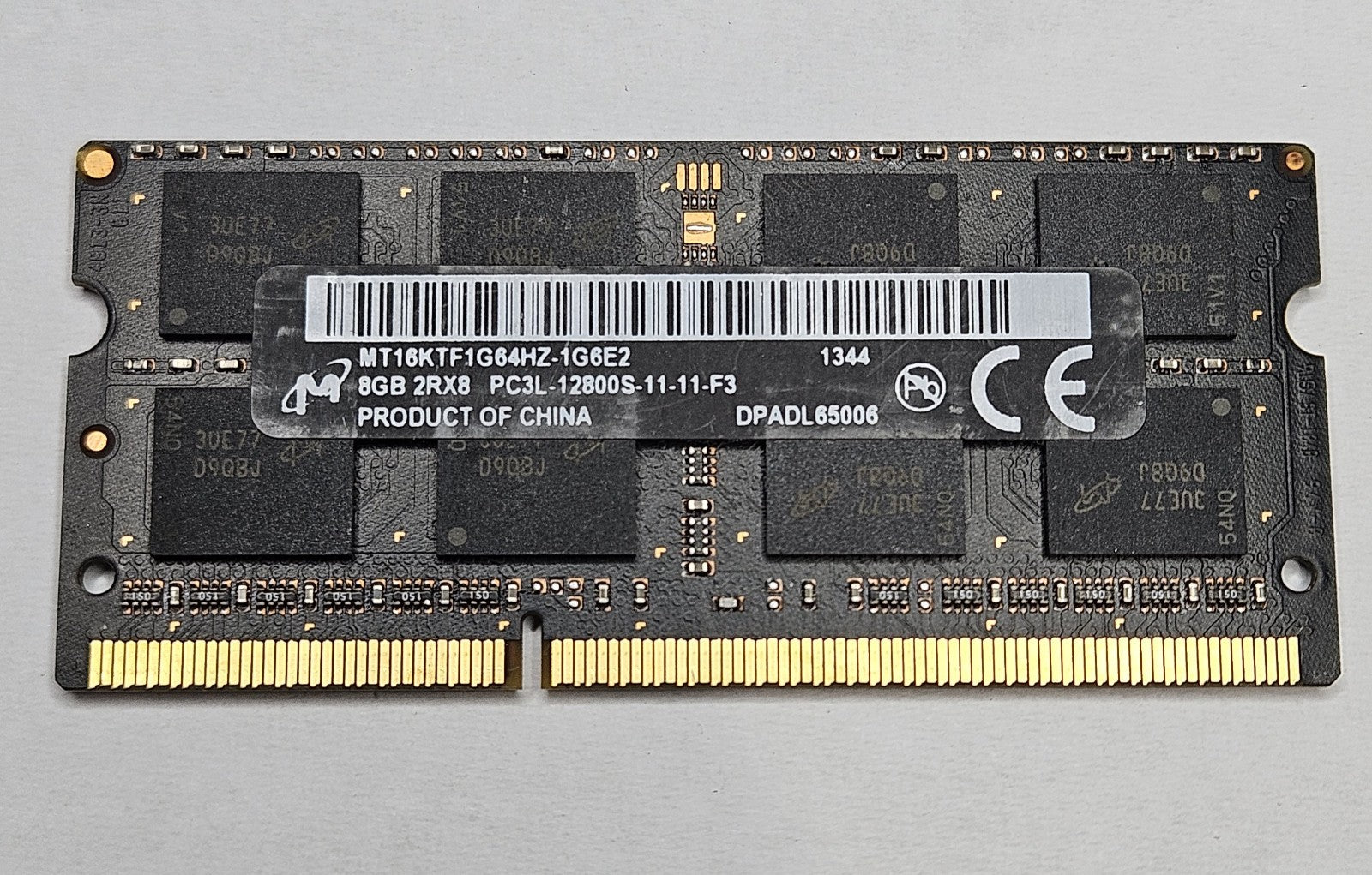 Micron 8GB PC3-12800 DDR3-1600MHz SoDimm Laptop Memory RAM MT16KTF1G64HZ-1G6E20