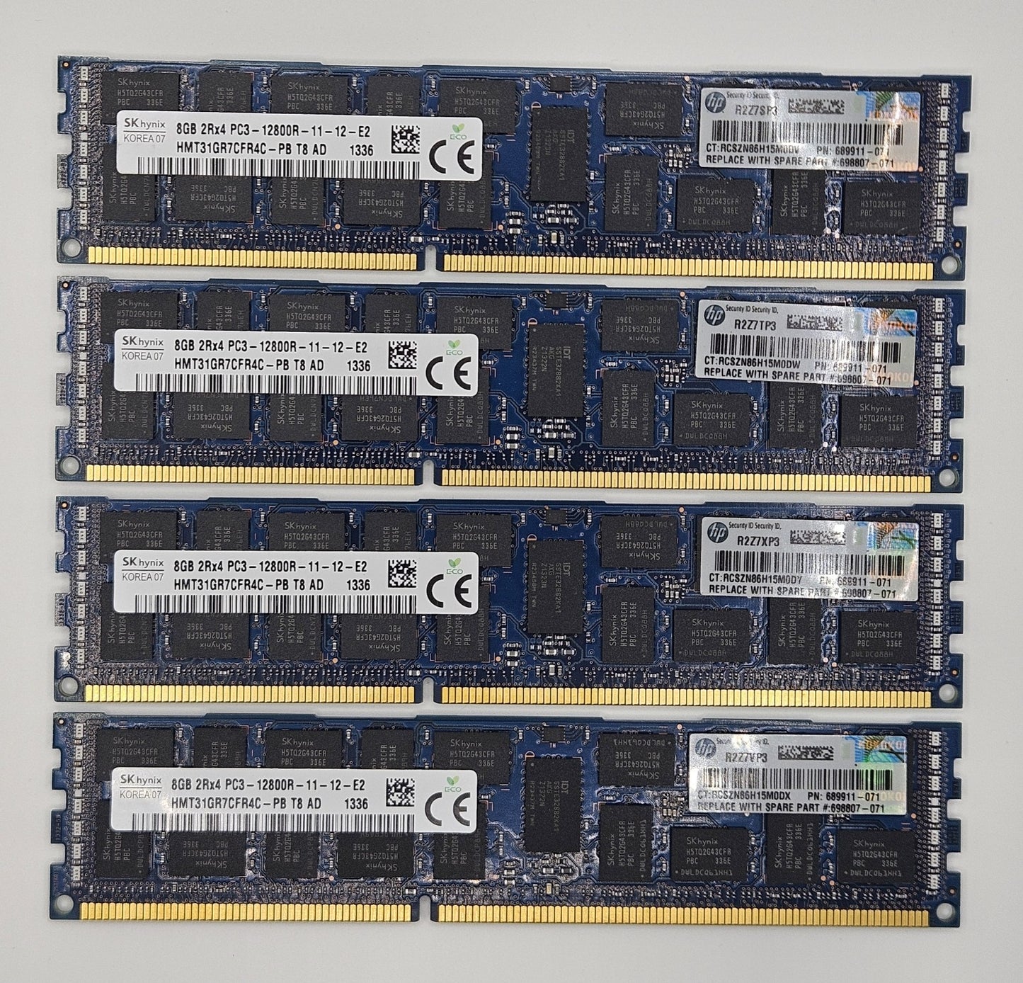 LOT OF 4 Hynix 4GB PC3-12800 DDR3-1600MHz ECC REG Server RAM HMT31GR7CFR4C-PB0