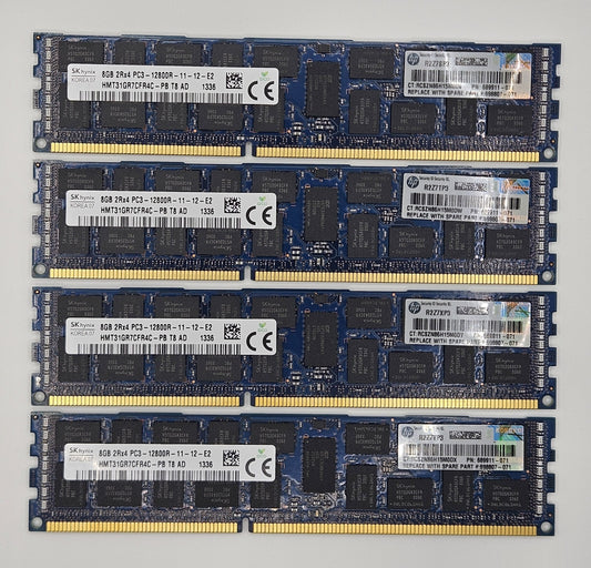 LOT OF 4 Hynix 4GB PC3-12800 DDR3-1600MHz ECC REG Server RAM HMT31GR7CFR4C-PB0