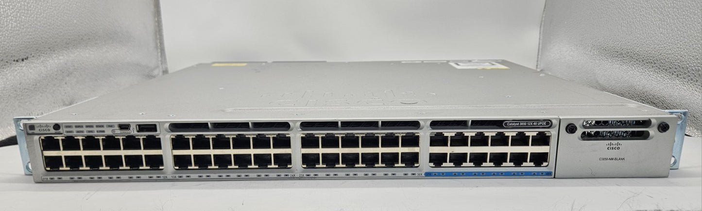 Cisco 3850 48-Port GbE (12-10GbE) Network Switch w/ 2x PSU WS-C3850-12X48U-L1