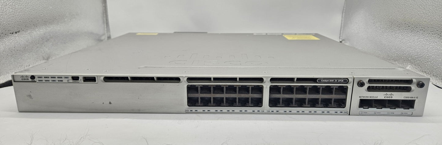 Cisco Catalyst C3850 24-Port PoE+ GbE Network Switch w/ NM-4-1G WS-C3850-24U-L1