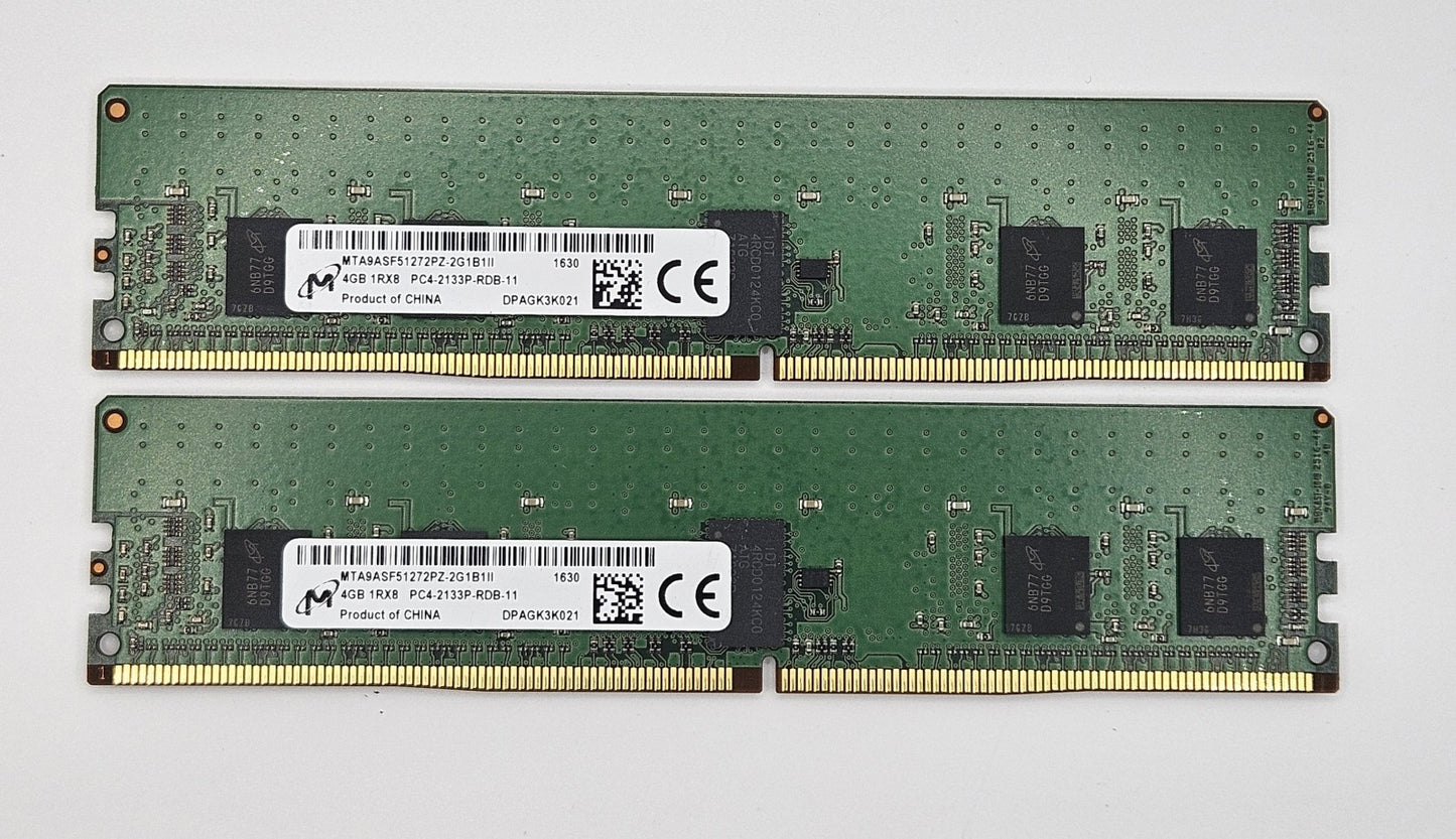LOT OF 2 Micron 4GB PC4-17000 DDR4-2133 REG ECC Server RAM MTA9ASF51272PZ-2G1B10