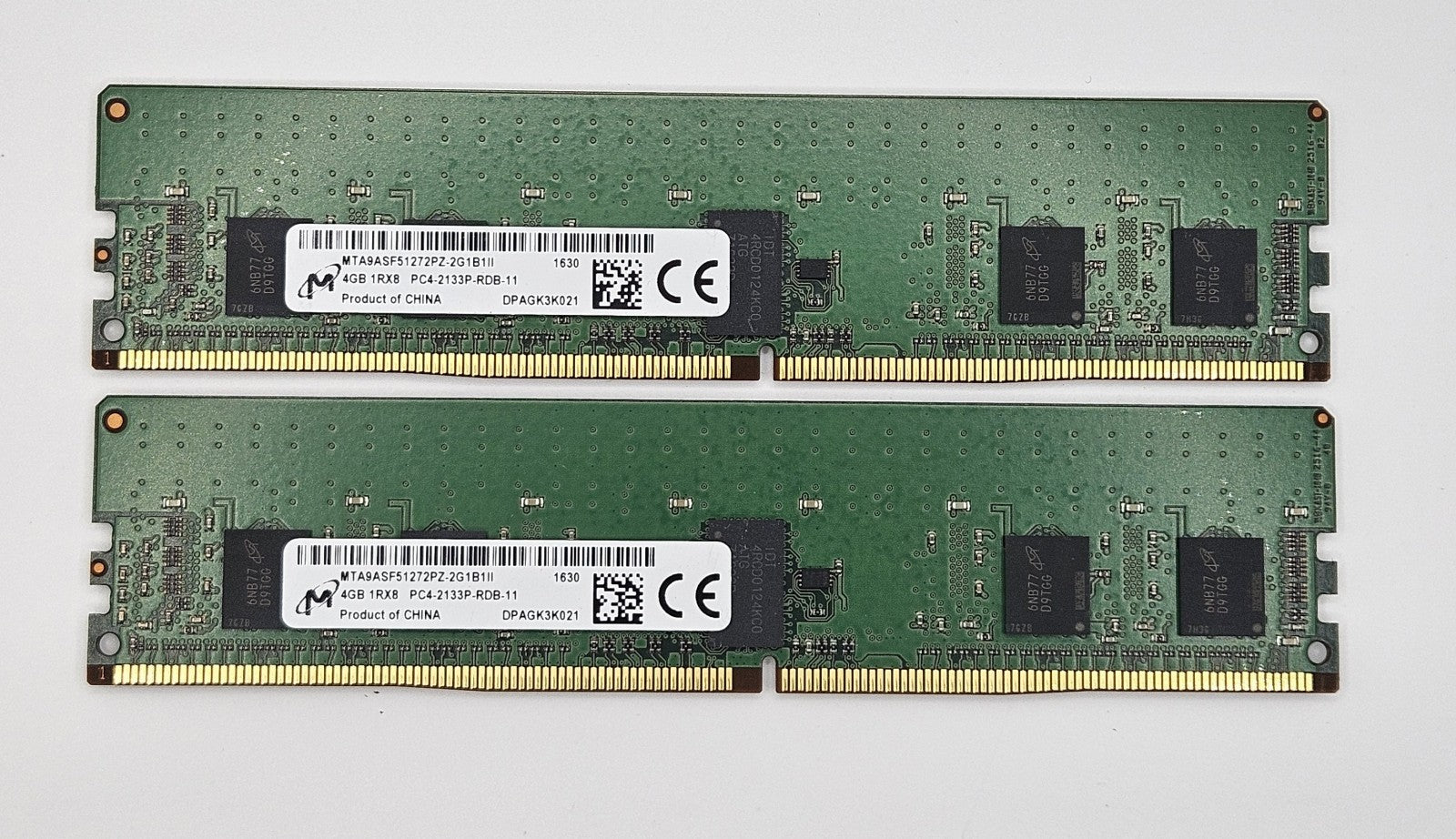 LOT OF 2 Micron 4GB PC4-17000 DDR4-2133 REG ECC Server RAM MTA9ASF51272PZ-2G1B10