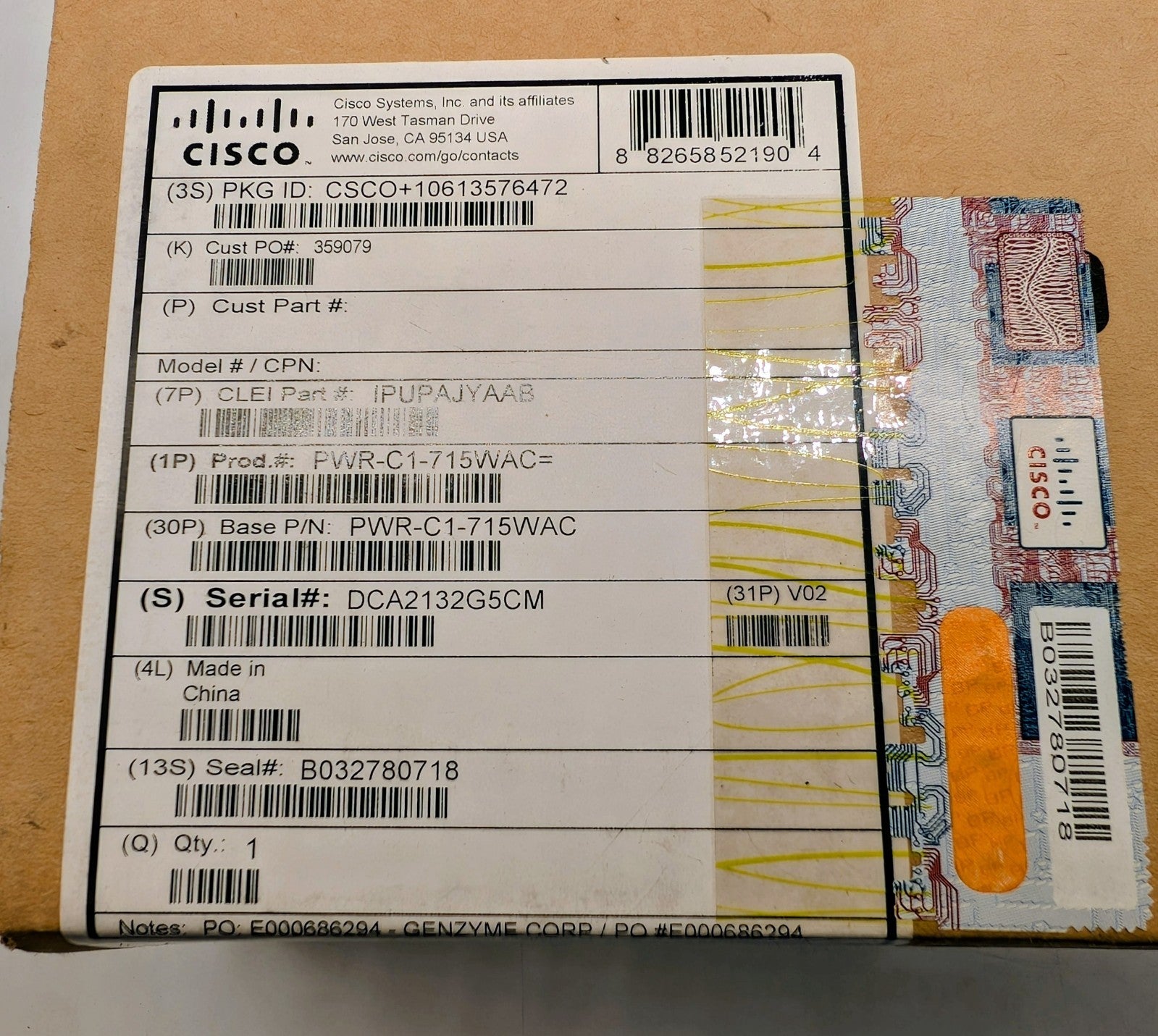NEW OPEN BOX  Genuine Cisco PWR-C1-715WAC Power Supply For 3850 Series1