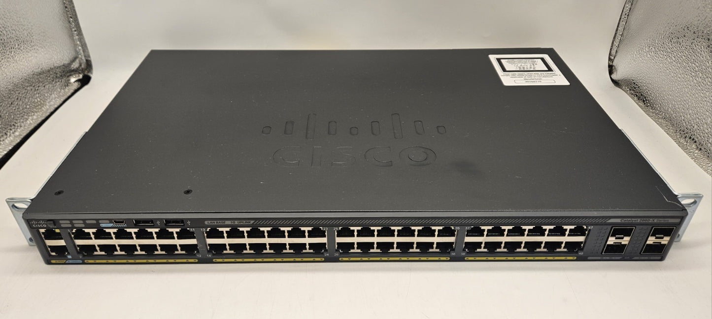 Cisco 2960X 48-Port GbE & 4-Port SFP Network Switch w/ Stack WS-C2960X-48TS-L0