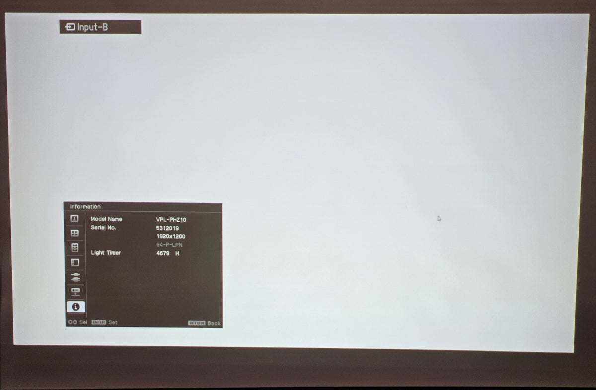 Sony Laser WUXGA 3LCD 5000 Lumens Projector (4679 Hours) SLIGHT GREEN VPL-PHZ107