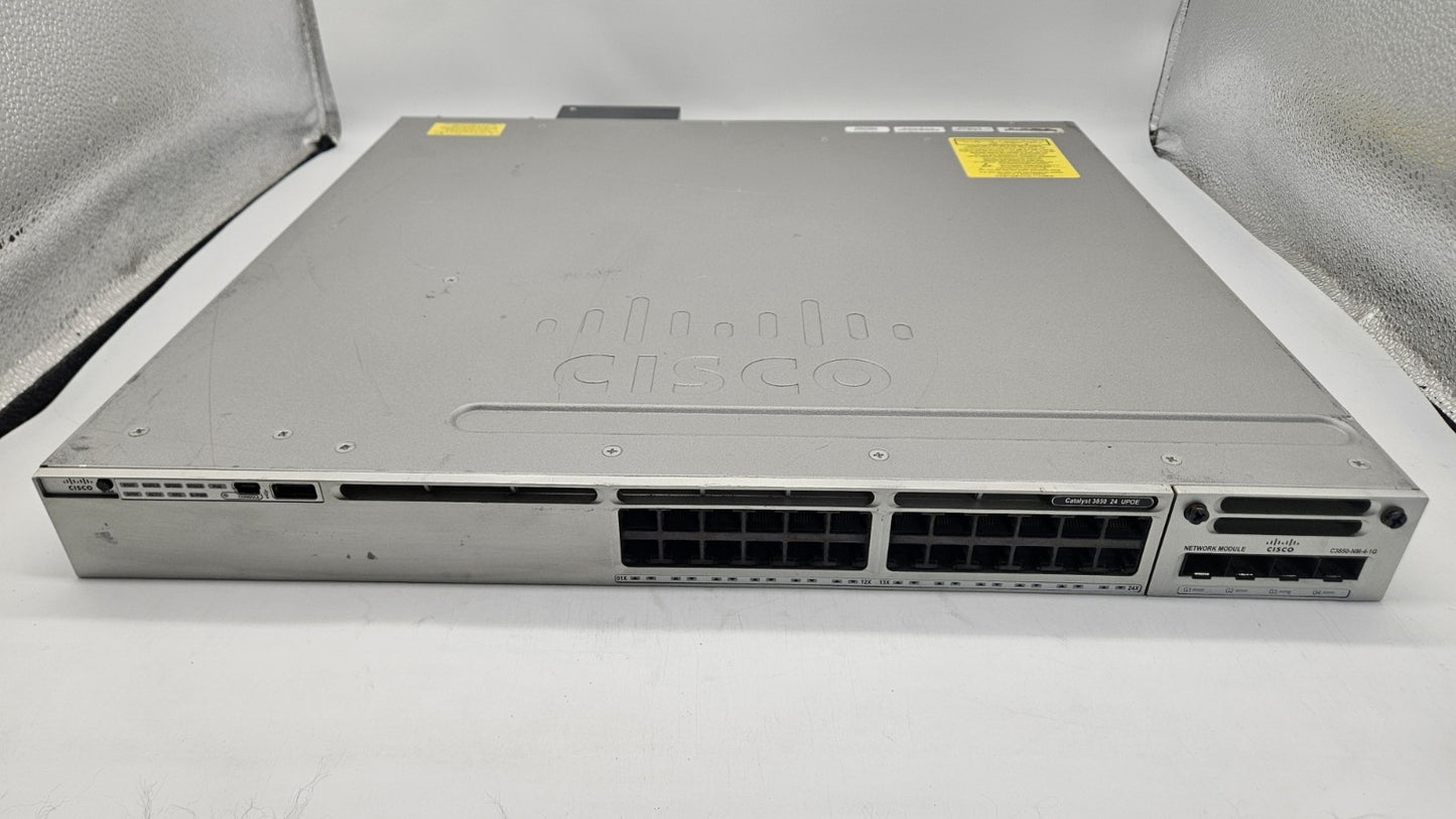 Cisco Catalyst C3850 24-Port PoE+ GbE Network Switch w/ NM-4-1G WS-C3850-24U-L0