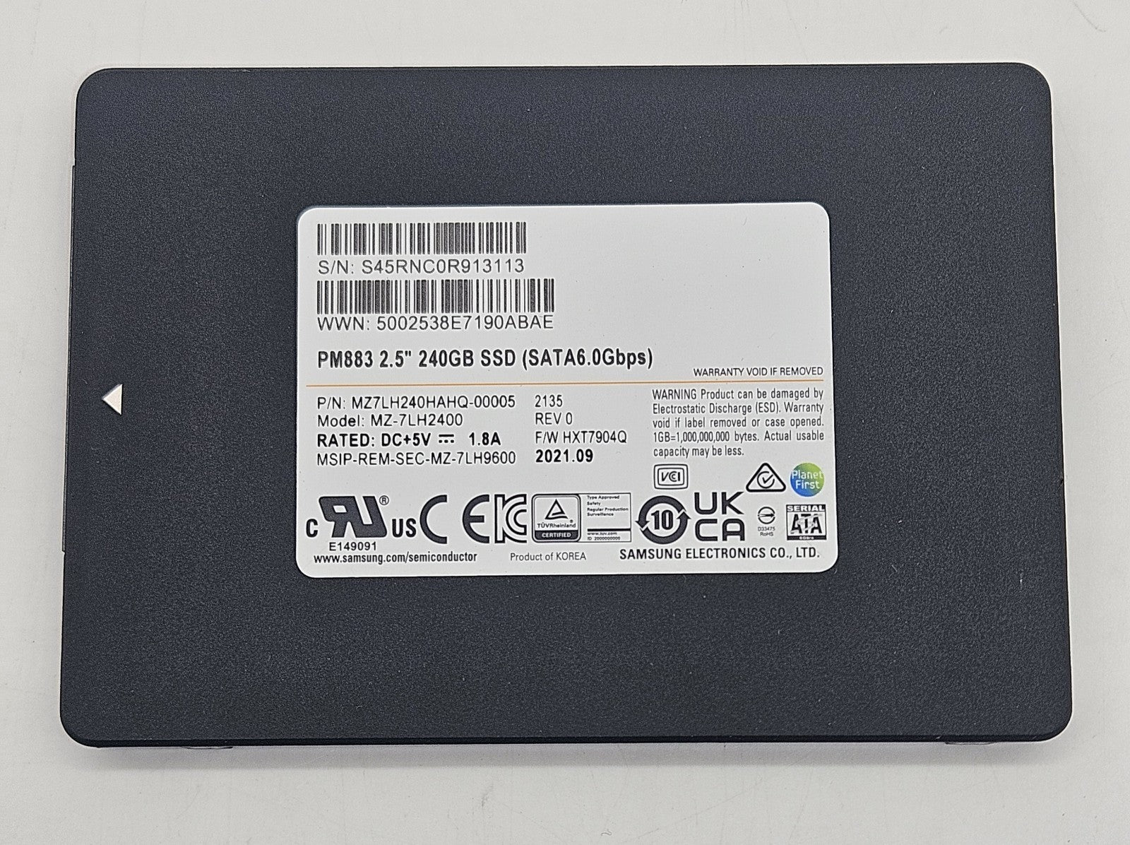 Samsung MZ-7LH2400 PM883 240GB TLC SATA 6G (AES-256/PLP) 2.5" SSD MZ7LH240HAHQ1