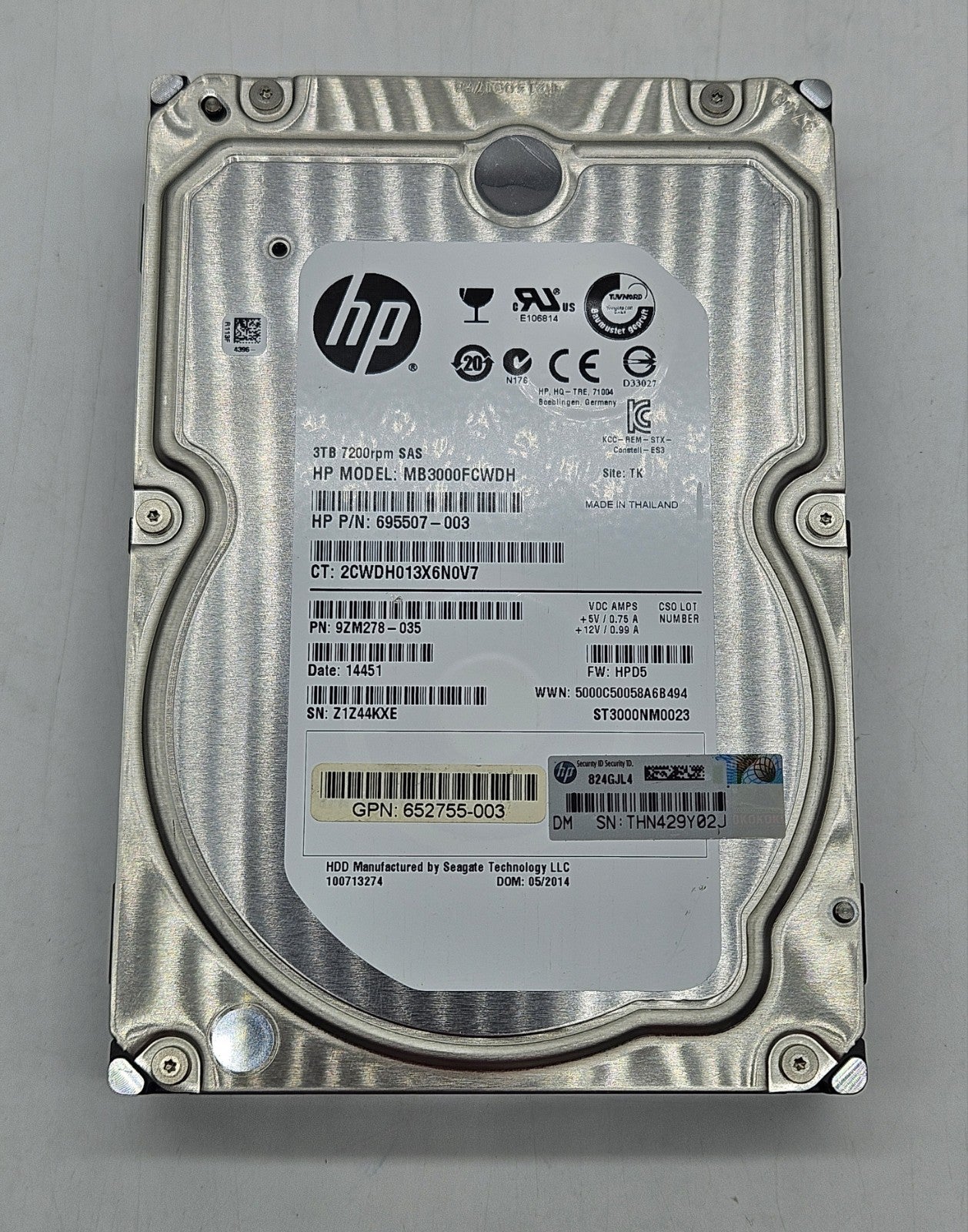 Seagate ES.3 3TB 7200RPM SAS 6Gbps 128MB (512n) 3.5" Hard Drive ST3000NM00231