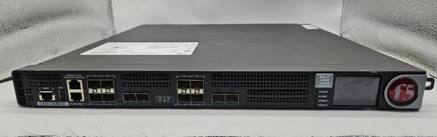F5 Networks 8-Port SFP 4-Port SFP+ Load Balancer w/ 2x PSU I4000 No OS/HDD1