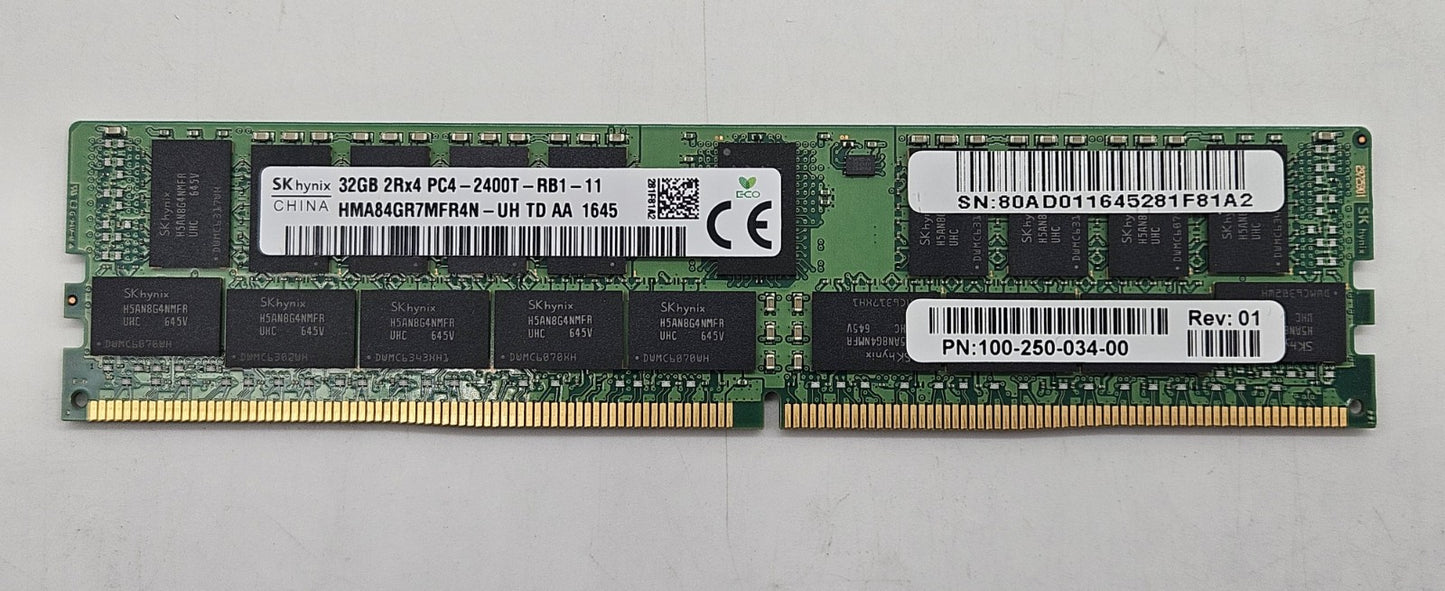 Hynix 32GB PC4-19200 DDR4-2400MHz REG ECC 288-Pin Server RAM HMA84GR7MFR4N-UH0