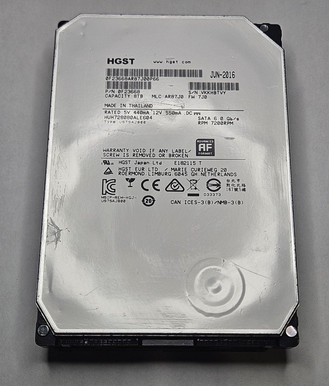 Hitachi He8 8TB 7200RPM SATA 6Gbps 128MB (512e) 3.5" Hard Drive HUH728080ALE6041