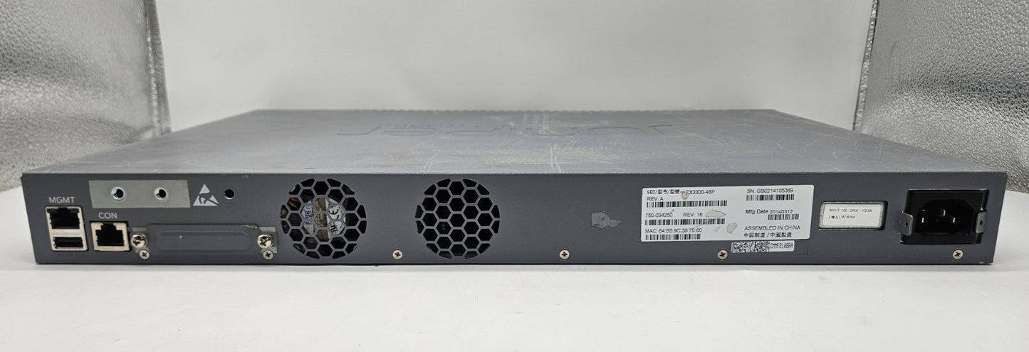 Juniper 48-Port GbE PoE+ & 4-Port 10GB SFP+ Network Switch EX3300-48P3