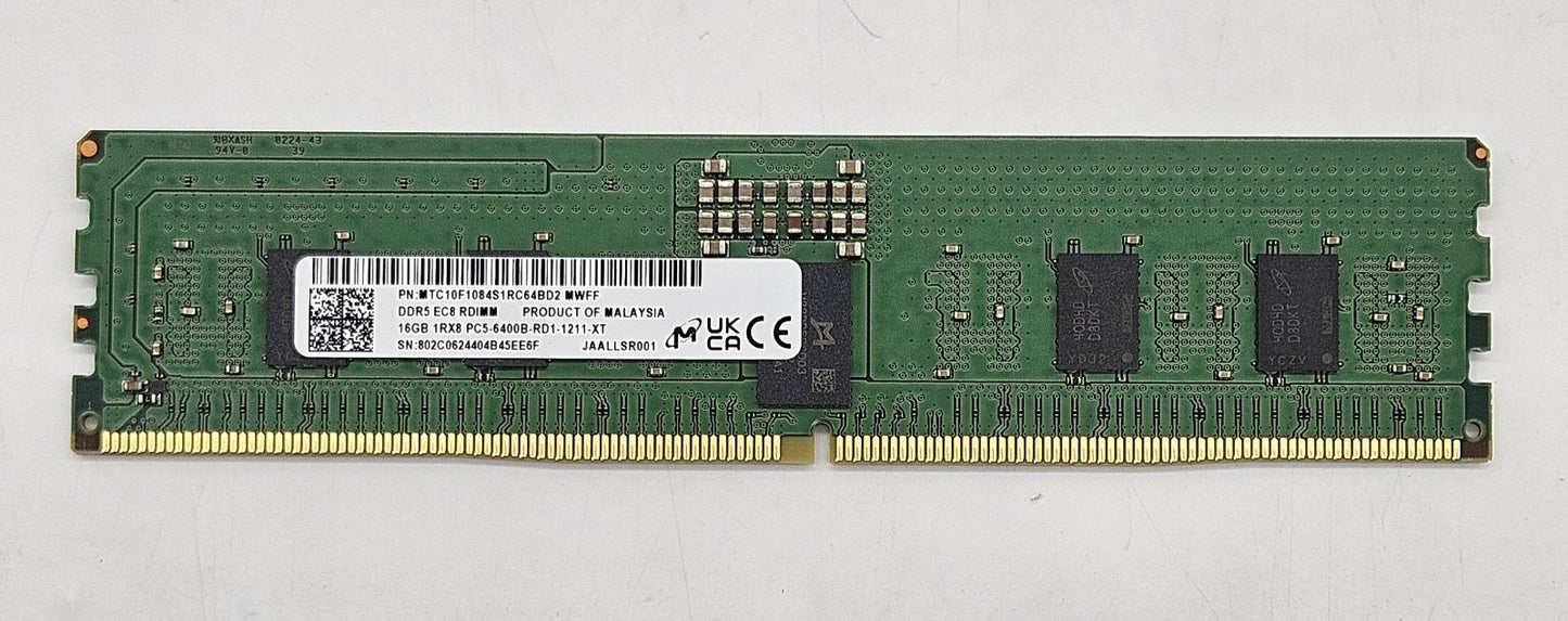 Micron 16GB 1Rx8 PC5-51200 DDR5-6400 ECC REG Server Memory MTC10F1084S1RC64BD20