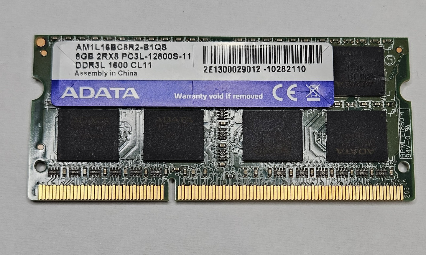 Adata 8GB PC3-12800 DDR3-1600MHz SoDimm Laptop Memory RAM AM1L16BC8R2-B1QS0