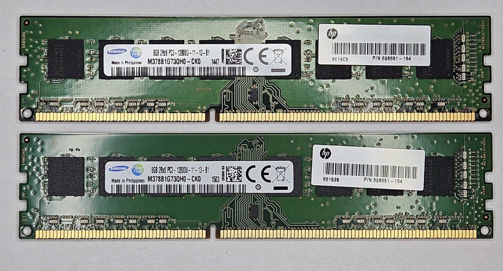 LOT OF 2 Samsung 8GB PC3-12800 DDR3-1600MHz Desktop Memory RAM M378B1G73QH0-CK00