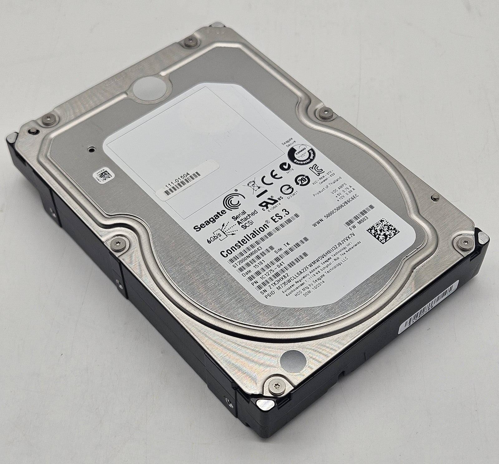 Seagate Constellation ES.3 2TB 7200RPM SAS 6Gbps 3.5" Hard Drive ST2000NM00430