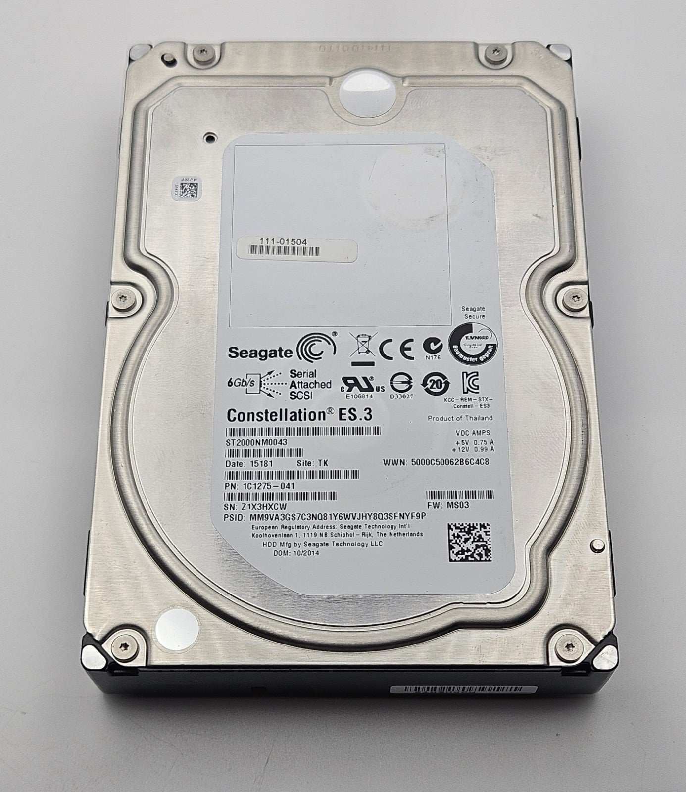 Seagate Constellation ES.3 2TB 7200RPM SAS 6Gbps 128MB Hard Drive ST2000NM00431